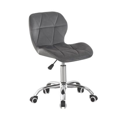 Scaun de birou, stil scandinav, tapiterie din catifea, baza cromata, inaltime reglabila 72-84 cm, gri