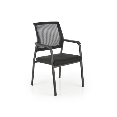Scaun de conferinta Bergen, baza metal, sezut textil, spatar mesh, suporturi antiderapante, 58x60x90x46 cm, negru
