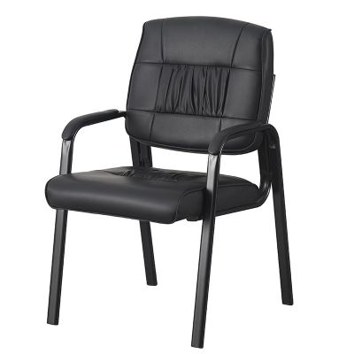 Scaun de conferinta, piele ecologica si spuma, cotiere captusite, negru