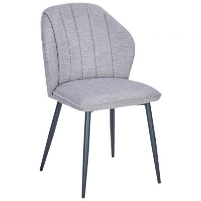 Scaun din metal, textil, gri deschis
