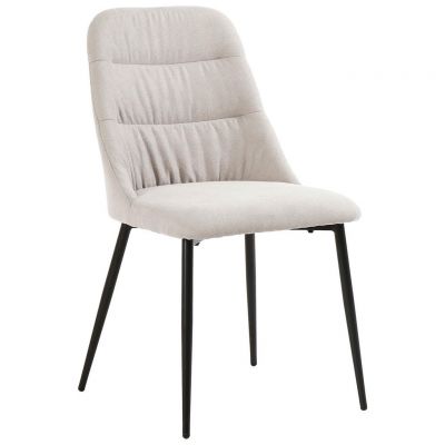 Scaun din metal, textil, negru, bej