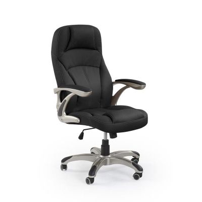 Scaun directorial Carlos, reglabil 106-114 cm, stil clasic, roti cauciucate, balansare si blocare, piele eco neagra