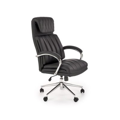 Scaun directorial din piele, inaltime maxima 121 cm, mecanism balansare si blocare, baza PP, roti cauciucate