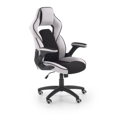 Scaun ergonomic de gaming, inaltime si cotiere reglabile, roti cauciucate, spatar matlasat, negru/gri