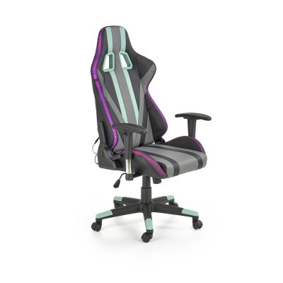 Scaun ergonomic gaming, inaltime 121-131 cm, cotiere reglabile, functie balansare si blocare, piele eco, multicolor