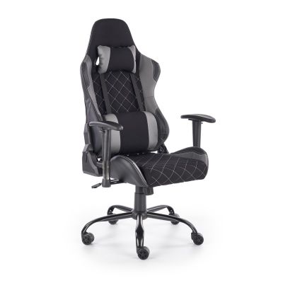 Scaun gaming Drake, suport lombar, cotiere reglabile, inaltime 127-134 cm, perna ergonomica, balansare, textil/piele