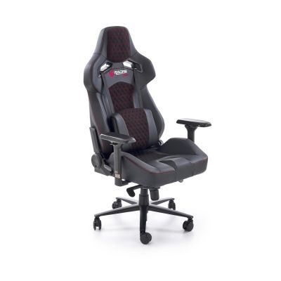 Scaun gaming, functie balansare si blocare, inaltime 129-134 cm, baza polipropilena, suport lombar, piele, negru