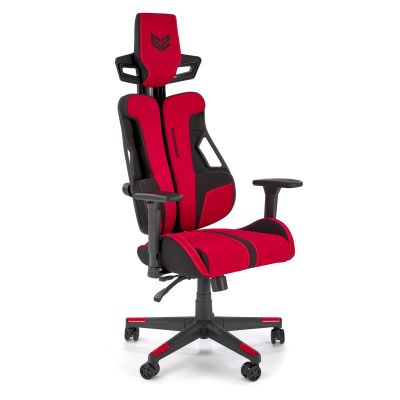 Scaun gaming, inaltime 130-137 cm, baza polipropilena, cotiere reglabile, balansare, blocare, textil, rosu/negru