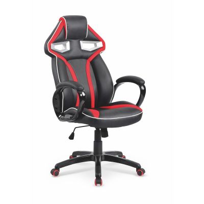 Scaun gaming reglabil, inaltime 118-128 cm, latime 66 cm, roti cauciucate, blocare, balansare, piele eco negru/rosu