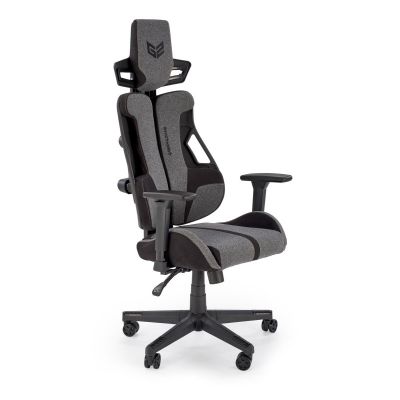Scaun gaming, reglabil, rotativ, 130-137 cm, cotiere reglabile, mecanism balansare, blocare, textil, gri/negru