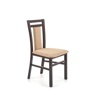 Scaun living/bucatarie in stil clasic, tapitat, cadru lemn, 45x51x90cm, textil, bej/wenge