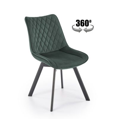 Scaun modern Atlanta, pivotant la 360 grade, catifea verde inchis, cadru otel, 80 cm