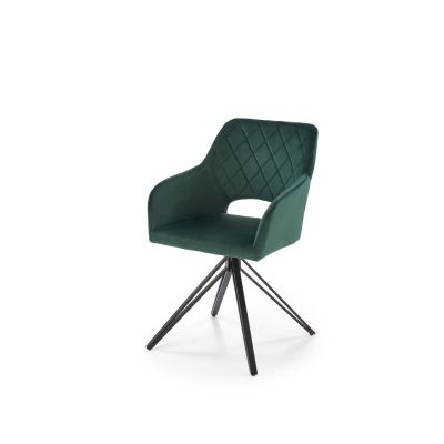 Scaun modern living, rotativ la 360 grade, tapiterie catifea si structura metalica, stil modern, verde