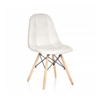 Scaun piele sufragerie, picioare antiderapante, 86 x 48 x 45cm, alb