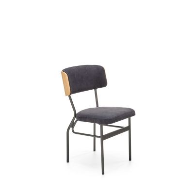 Scaun tapitat living/sufragerie Halmar Smart, cadru lemn, stil scandinav, 50x53x82cm, catifea, negru
