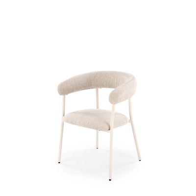 Scaun tapitat, stofa si metal, design clasic, picioare antiderapante, 60x54x75x42 cm, bej