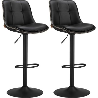 Set 2 scaune de bar Model Liberty, Negru, 45x48.1x90/112 cm
